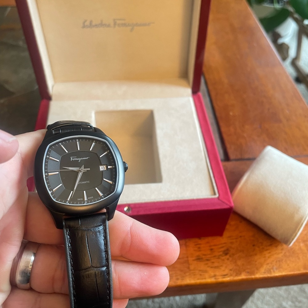 Salvatore Ferragamo Swiss Automatic Croc Leather Watch